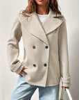 Abrigo tipo marinero beige oversize para mujer – Elegante y estructurado