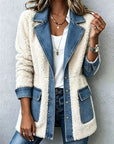 Cárdigan patchwork efecto denim para mujer – Cálido y original