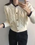 Cárdigan color block abotonado para mujer – Suave y moderno