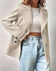 Abrigo tipo marinero beige oversize para mujer – Elegante y estructurado