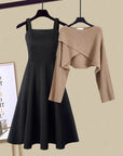 Conjunto de mujer con vestido sin mangas y cárdigan corto – Elegante y suave