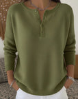 Suéter Henley para mujer con botones – Suave y casual