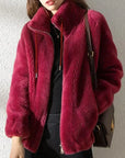 Abrigo liso y acogedor para mujer con cordón de ajuste – Prenda de abrigo de invierno casual, suave y confortable