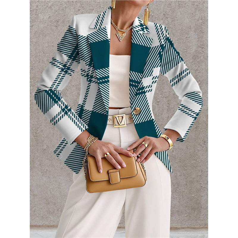 Blazer de mujer azul marino con lunares blancos – Estilo chic, elegante y desenfadado