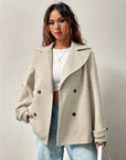Abrigo tipo marinero beige oversize para mujer – Elegante y estructurado