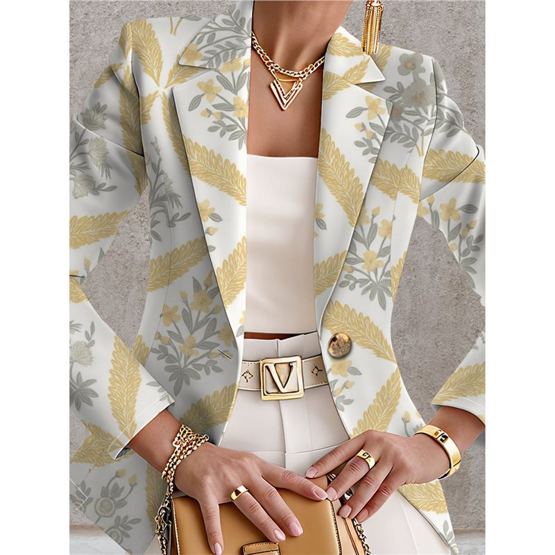 Blazer de mujer azul marino con lunares blancos – Estilo chic, elegante y desenfadado