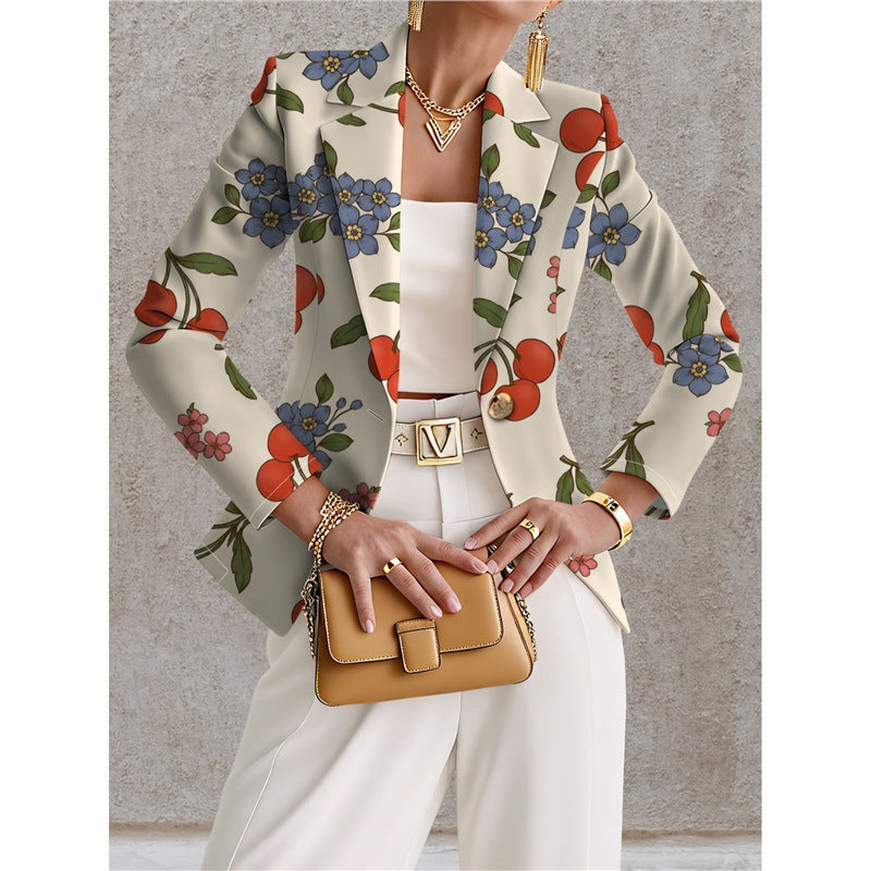 Blazer de mujer azul marino con lunares blancos – Estilo chic, elegante y desenfadado