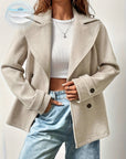 Abrigo tipo marinero beige oversize para mujer – Elegante y estructurado