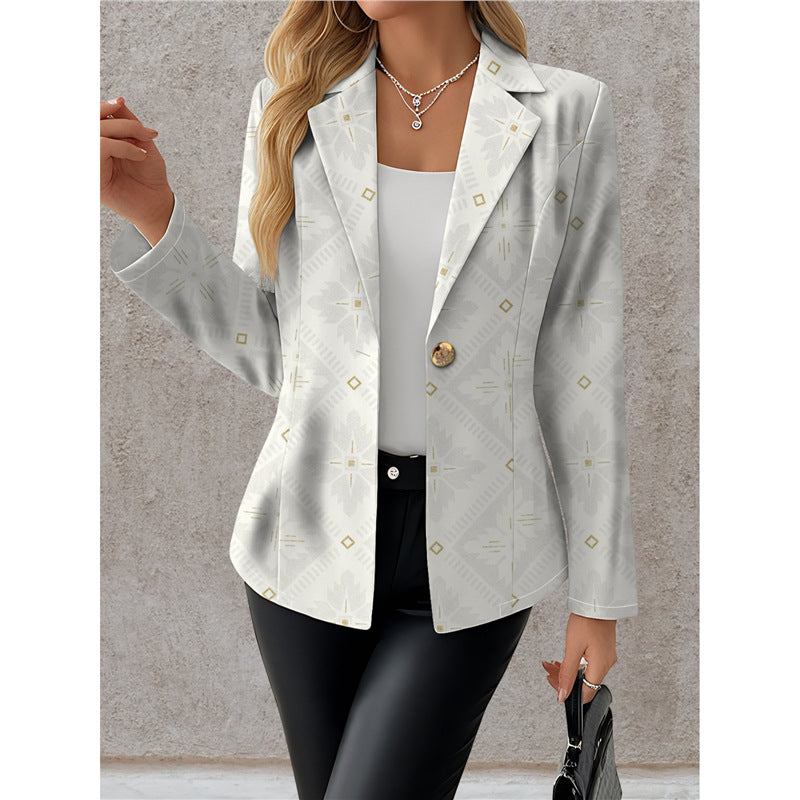 Blazer de mujer azul marino con lunares blancos – Estilo chic, elegante y desenfadado