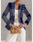 Blazer de mujer azul marino con lunares blancos – Estilo chic, elegante y desenfadado