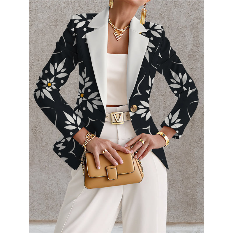 Blazer de mujer azul marino con lunares blancos – Estilo chic, elegante y desenfadado