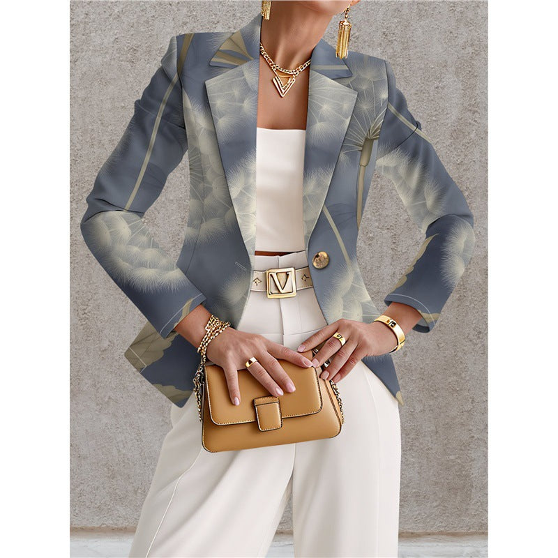 Blazer de mujer azul marino con lunares blancos – Estilo chic, elegante y desenfadado