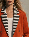 Dámská oranžová color-block bunda – retro a originální