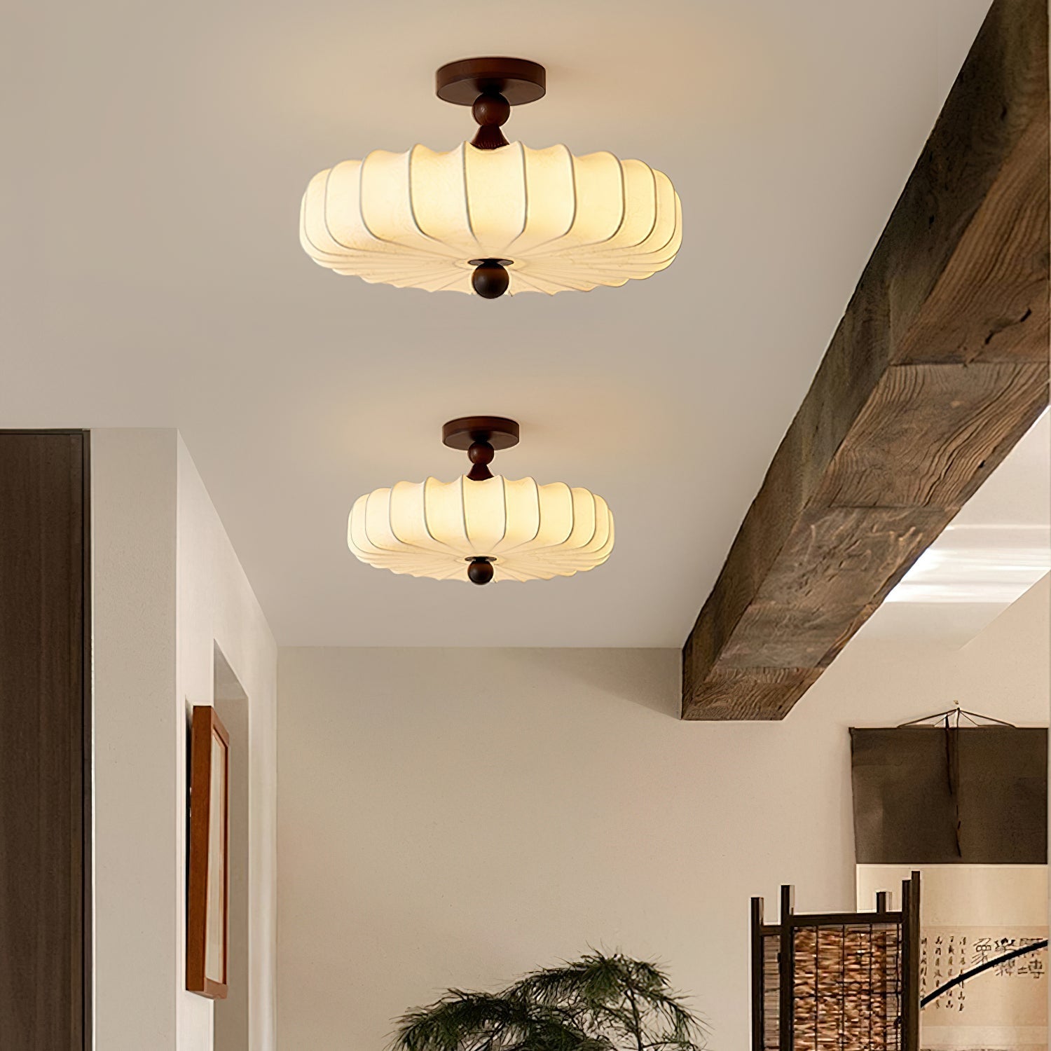 Japanese-Inspired Sculptural Ceiling Lamp