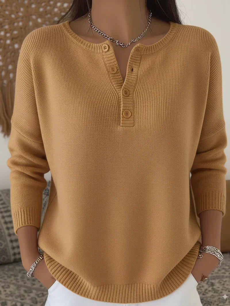Suéter Henley para mujer con botones – Suave y casual