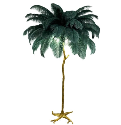 Nowoczesna lampa stojąca inspirowana strusiem