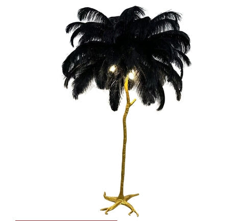 Nowoczesna lampa stojąca inspirowana strusiem