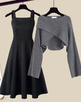 Conjunto de mujer con vestido sin mangas y cárdigan corto – Elegante y suave