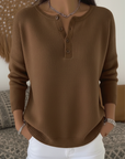 Suéter Henley para mujer con botones – Suave y casual