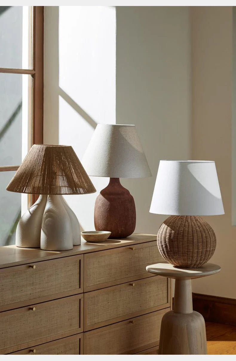 Stolní lampa v bohémském stylu s japonskou inspirací