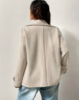 Abrigo tipo marinero beige oversize para mujer – Elegante y estructurado