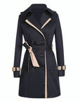 Gabardina de doble botonadura para mujer – Cuello con solapas, estilo clásico y elegante