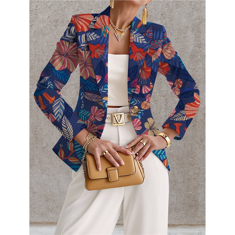 Blazer de mujer azul marino con lunares blancos – Estilo chic, elegante y desenfadado