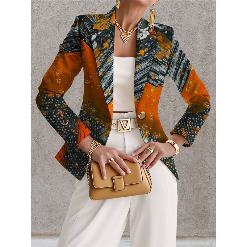 Blazer de mujer azul marino con lunares blancos – Estilo chic, elegante y desenfadado
