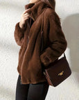 Abrigo liso y acogedor para mujer con cordón de ajuste – Prenda de abrigo de invierno casual, suave y confortable